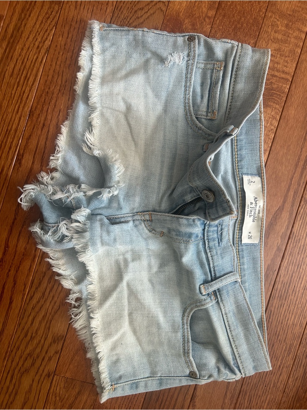 Abercrombie & Fitch Light Wash Distressed Denim Cutoff Shorts